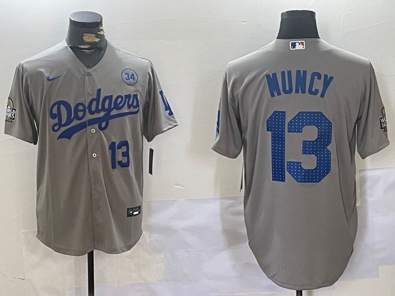 Men Los Angeles Dodgers #13 Muncy Grey Game 2024 Nike MLB Jersey style 11203->los angeles dodgers->MLB Jersey